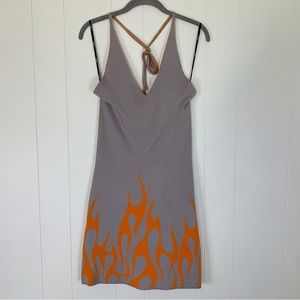 NWT Forever 21 Grey With Flames Sweater Halter Dress L